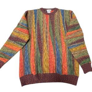 Vintage NORM THOMPSON Multi Colored Textured Sweater Size Large Wool Blend